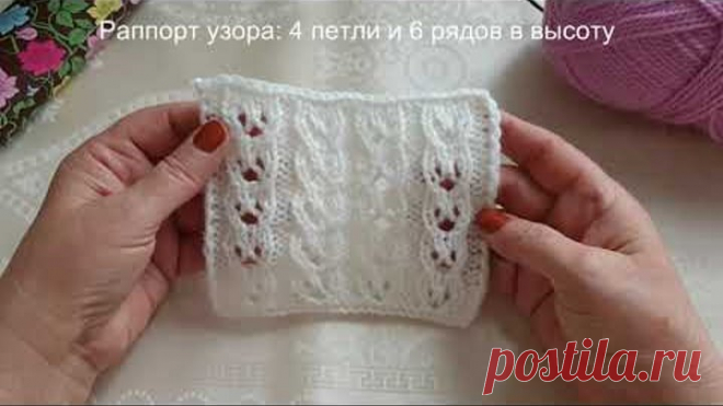 28 Вязание на спицах. Ажурные вертикальные дорожки