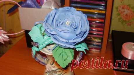 ободок голубая лагуна ( роза из фоамирана)