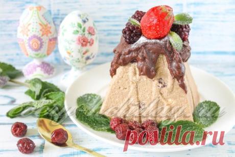 Шоколадная творожная пасха с вишней - рецепт с фото