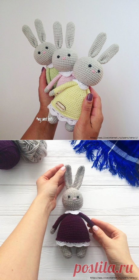 Зайка в платьице крючком. Автор: Victoria Y-ammi Art.