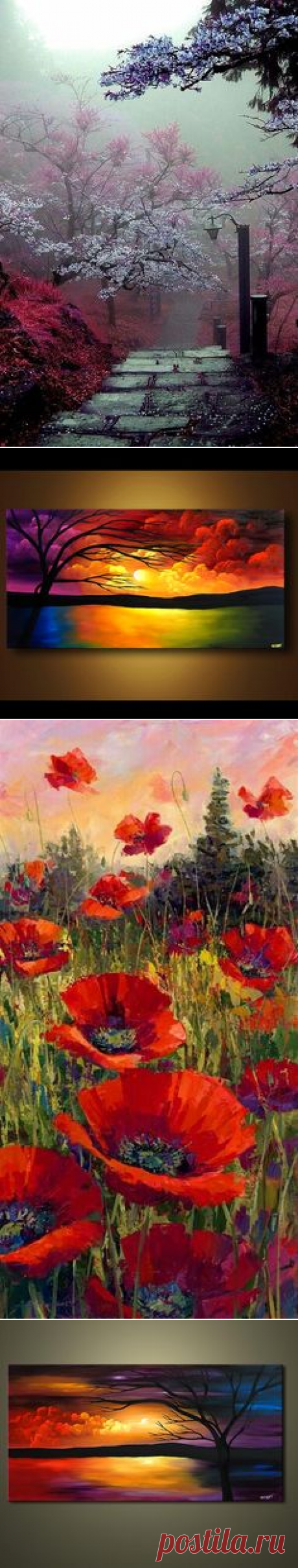 (116) MISTY PAINTING trees river impressionist landscape original art oil by Graham gercken