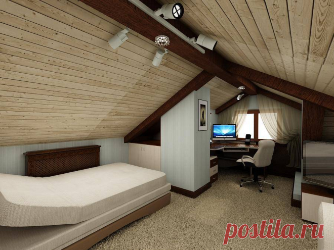 Отделка мансарды: 33 фото и 10 современных материалов