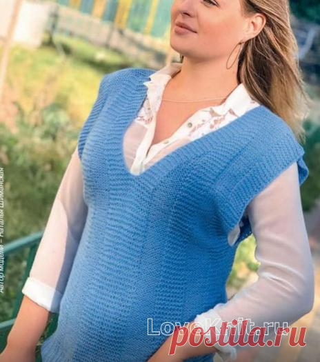 Классический жилет с глубоким вырезом схема спицами