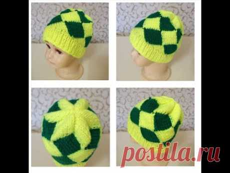 Шапочка узором энтерлак (knitting hat enterlak). Вязала в 2 нити. Использована пряжа &quot;Детская новинка&quot;, 100% акрил высокообъемный, вес мотка 50 гр. , длина нити 200 м., спицы 3 мм. На шапку 38 размера израсходовано 33 грамма.