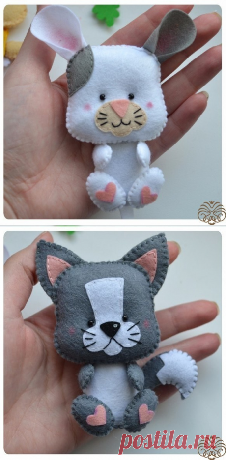 Забавные игрушки из фетра по одной выкройке :)