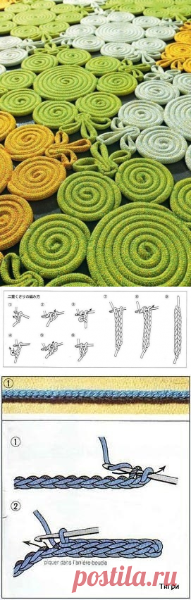 Коврики из шнура гусеничка