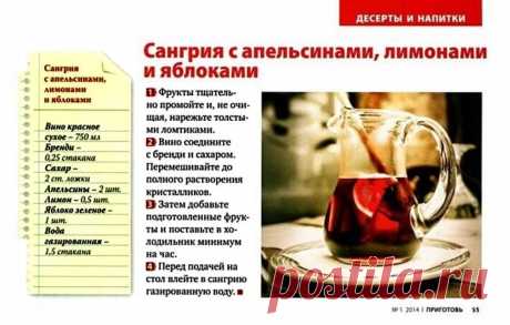 Сангрия с апельсинами, лимонами и яблоками