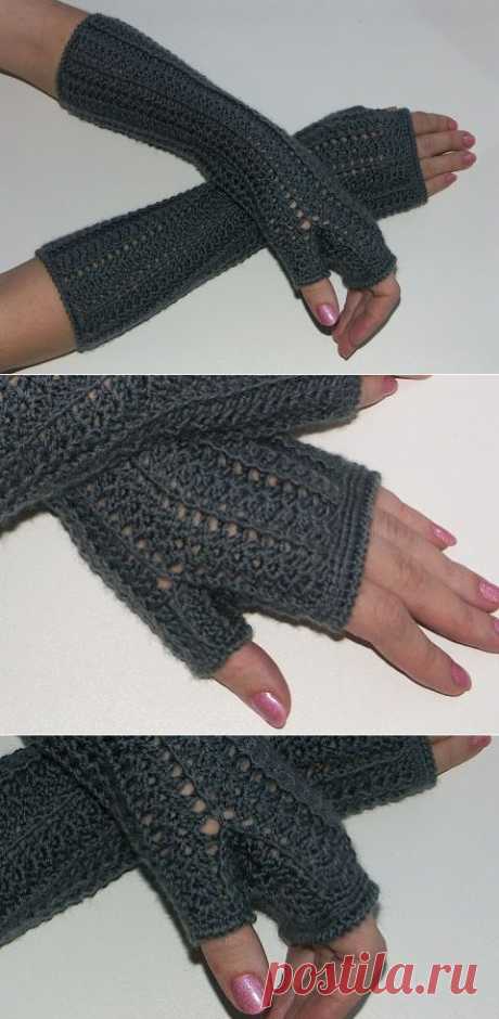 Ажурные митенки крючком (схема вязания) Когда приходят первые холодные дни, сразу хо