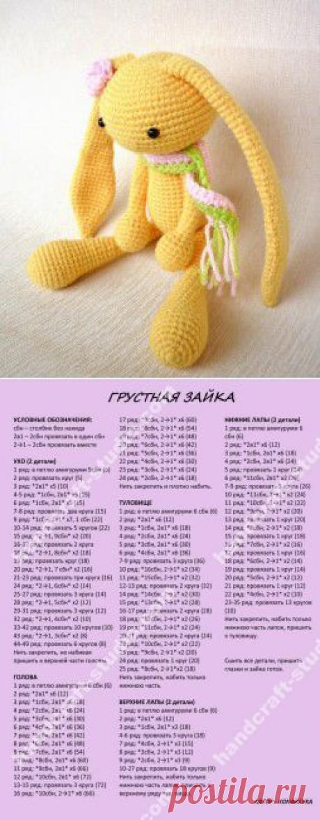 Схема вязания зайца амигуруми с длинными ушами