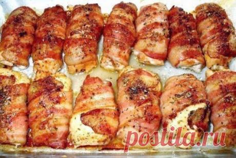 Кулинарные рецепты : Медово-горчичная курица в беконе