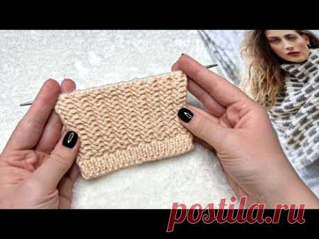 ПОВТОРЯТЬ ВСЕГО 1 ряд! ПОТРЯСАЮЩИЙ ПРОСТОЙ 👍  Ажурный узор спицами. Ажурный узор для палантина