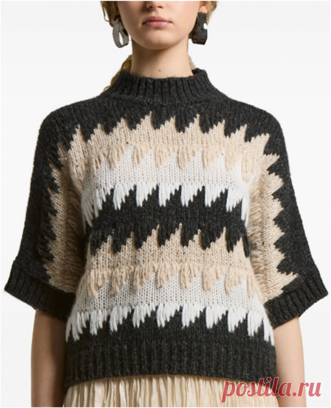 Новинка - джемпер от Песерико с необычным декором. Разбираем, как сделать такую отделку. Образец+выкройка. | Ажурные фантазии | Дзен