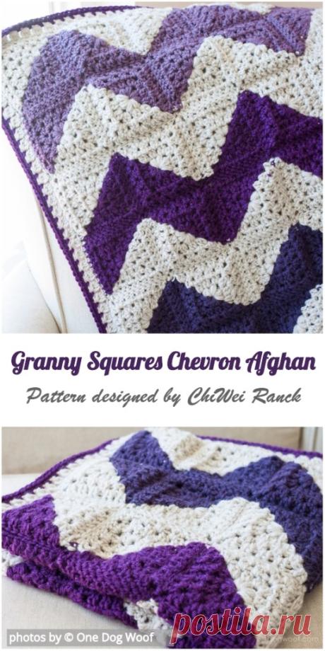 Crochet Granny Squares Chevron Afghan Idea #crochet #crochetafghanpattern #freecrochetpattern