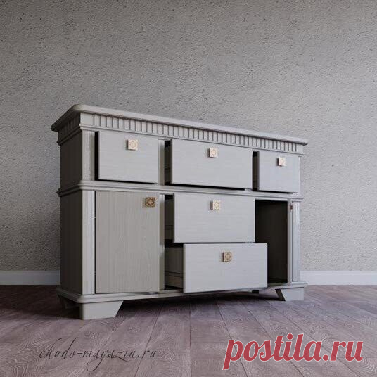 Комод серого цвета с пятью ящиками и распашными дверями – массив дуба купить по цене 133 200 руб. в Москве — интернет магазин chudo-magazin.ru