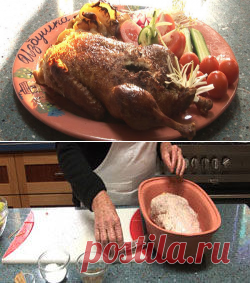 Утка с яблоками в утятнице от бабушки Эммы