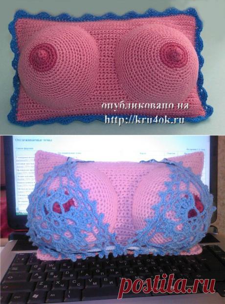 Декоративная подушка, связанная крючком - вязание крючком на kru4ok.ru