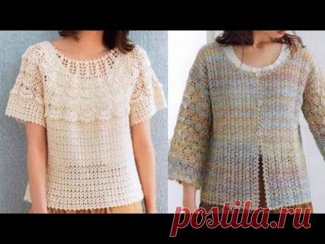 Женские кофточки и жакеты крючком - Women's blouses and crocheted jackets