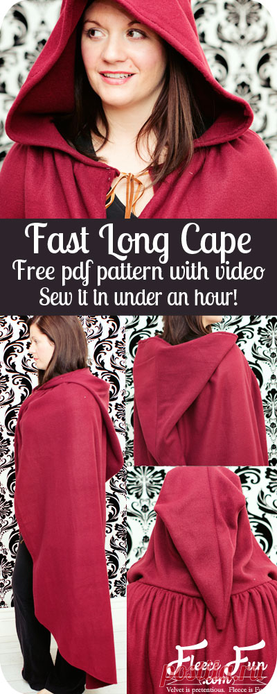 Fast hooded cape free pattern and tutorial ♥ Fleece Fun