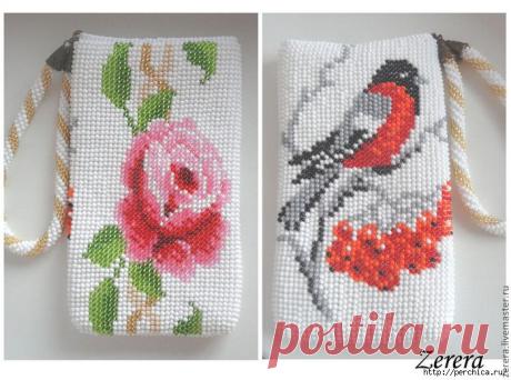 Вяжем с бисером футляры для очков и телефонов.