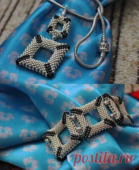 biser.info_84410_komplekt-podveska-i-braslet-stil-v-kvadrate_1393522111.jpg (493×604)
