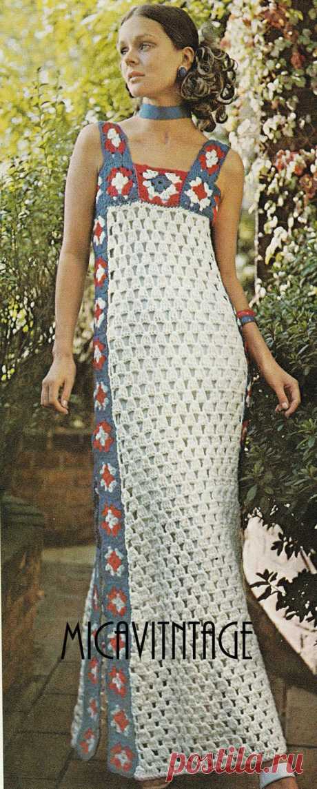 Crochet Dress Pattern Crochet granny squares long dress | Etsy