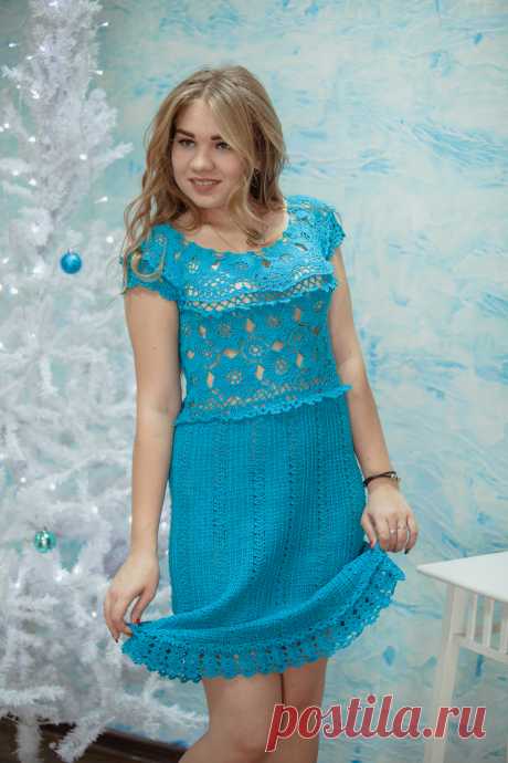 Платье Бирюзовое вязаное крючком летняя мода бохо-шик вечернее платье
 © https://www.livemaster.ru/item/23673175-odezhda-plate-biryuzovoe-vyazanoe-kryuchkom-letnyaya-moda-boh