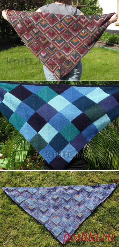 Шаль из квадратов ДОМИНО на спицах | knitt.net | Все о вязании