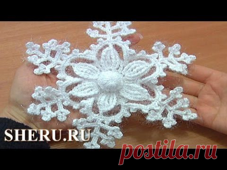 Сказочная ажурная снежинка Урок 8 часть 1 из 2 Вязание крючком - YouTube