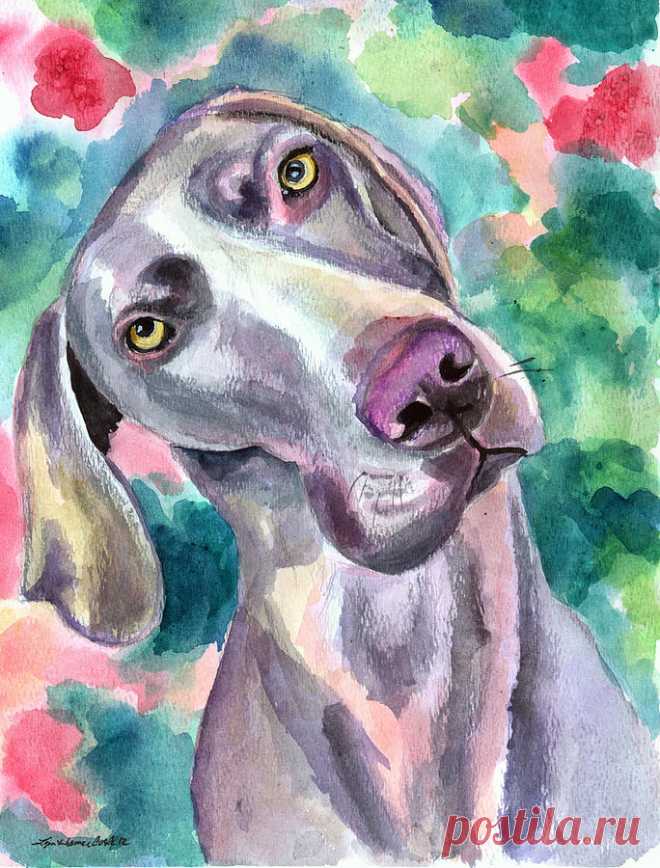 Cookie - Weimaraner Dog by Lyn Cook Cookie - Weimaraner Dog Painting by Lyn Cook