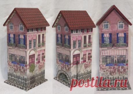 Чайный домик_Фиалки Монмартра_ декупаж, двойное вживление, подрисовки