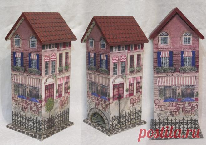 Чайный домик_Фиалки Монмартра_ декупаж, двойное вживление, подрисовки