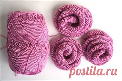 Вязаная спицами розочка (очень простой МК от Ira-knitted).