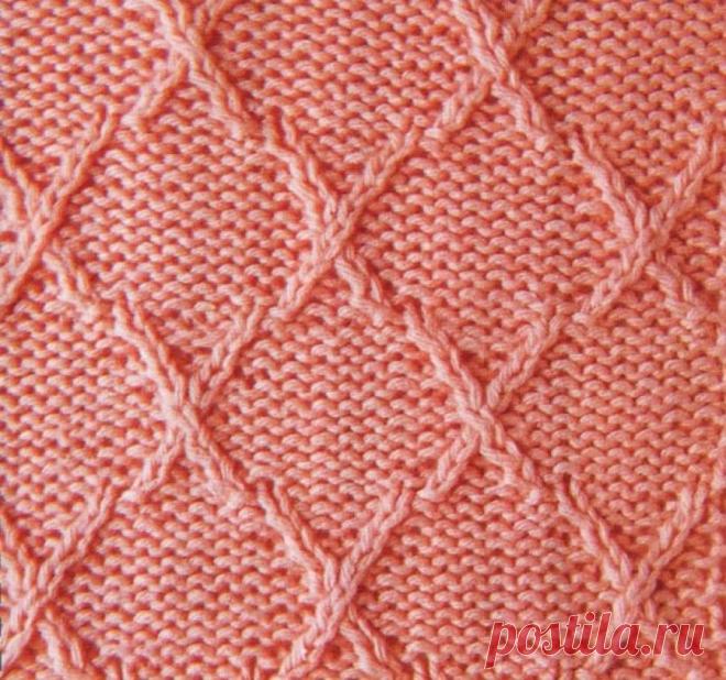 www.SHPULYA.com - Рельефный узор ромбы спицами 5