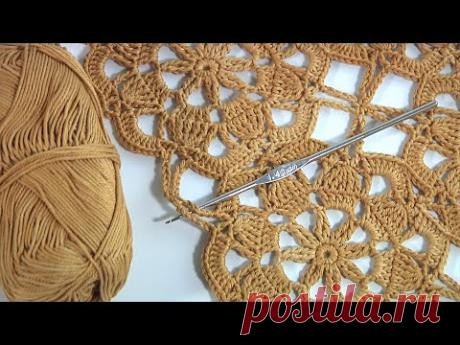 Нежный и Милый МОТИВ крючком/Соединение мотивов последним рядом вязания в АЖУРНОЕ полотно