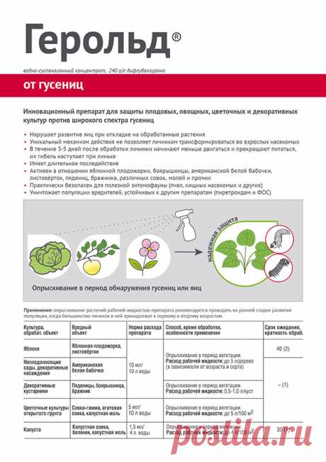Герольд против капустницы Герольд коренным образом отличается по своему действию от широко применяемых фосфорорганических и пиретроидных препаратов. В состав инсектицида Герольд входит дифлубензурон – активно вещество, которое относится к регуляторам роста и развития насекомых – ингибиторам синтеза хитина. Его...