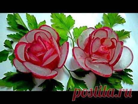 Цветы из редиса. Украшения из овощей. Decoration Of Vegetables