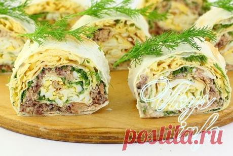 Рулет из лаваша "Мимоза"