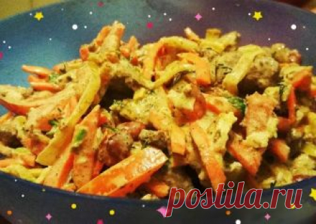 Теплый салат с печенью Автор рецепта Татьяна Ларина - Cookpad