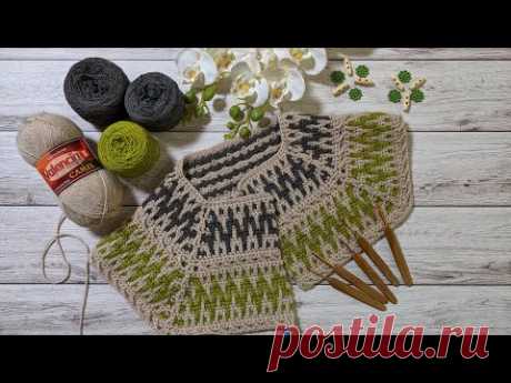 Жакет (кардиган) крючком. Мозаичное вязание. Часть 1. Обзор. Узор "Зигзаг" (вяжем 1-4 ряды).