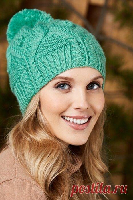 Шапки спицами, узоры для шапок. 