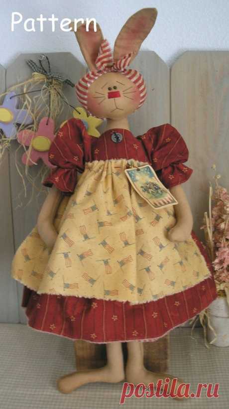 PDF E-Pattern 10 Primitive Raggedy Bunny от cottonwoodcountry