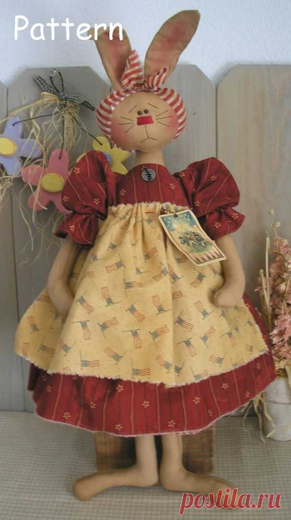 PDF E-Pattern 10 Primitive Raggedy Bunny от cottonwoodcountry