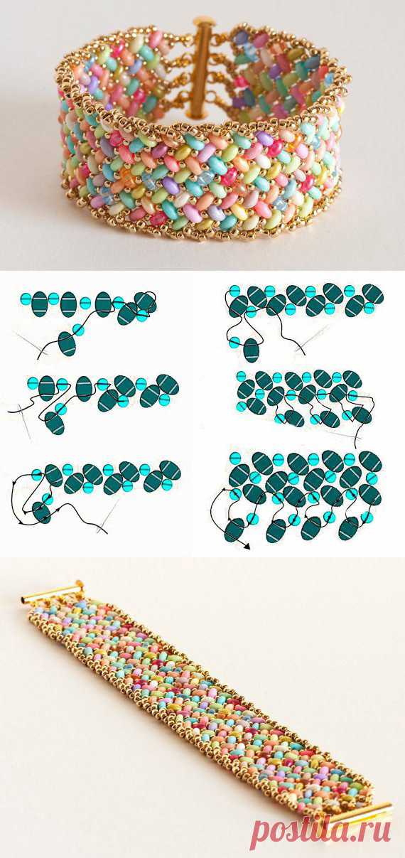 Seed bead bracelet DIY | Плетем браслет из бисера и бусин | pulseiras | Beads