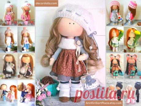 Fabric Rag Doll, Portrait Custom Doll, Baby Room Doll, Art Cloth Doll, Gift for Girl, Tilda Doll Handmade, Textile Interior Doll by Olga Gn Hello, dear visitors!  This is handmade fabric doll created by Master Olga Gn (Ulyanovsk, Russia). Doll is 34 cm (13.3 inch) tall. All dolls stated on the photo are mady by artist Olga Gn. You can find them in our shop searching by artist name: