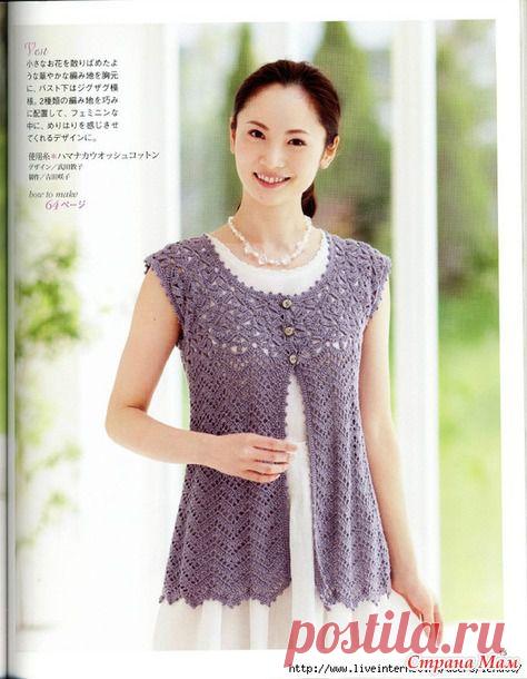 Ажурный жилет. - ВЯЗАНАЯ МОДА+ ДЛЯ НЕМОДЕЛЬНЫХ ДАМ - Страна Мам