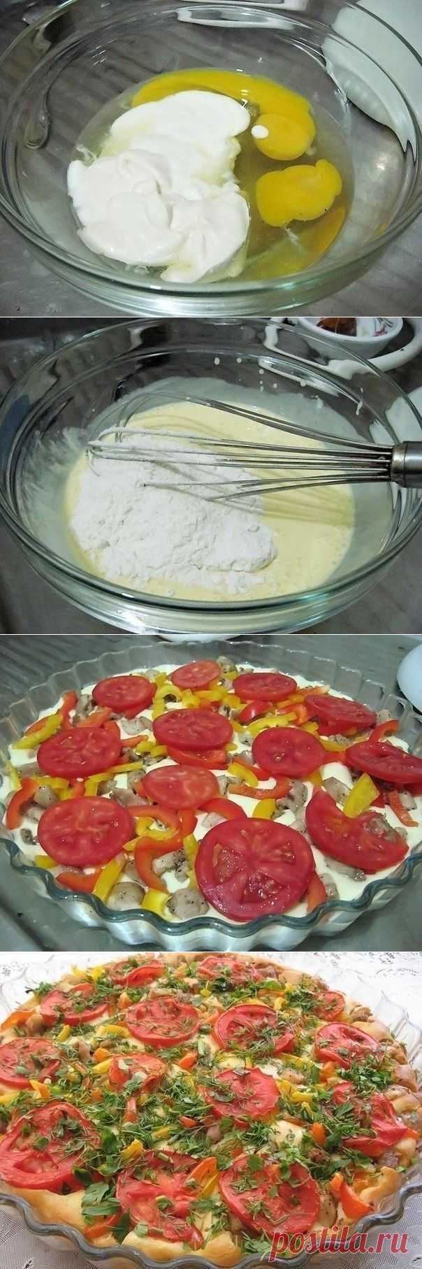 Как приготовить открытый пирог с курицей и болгарским перцем! - рецепт, ингридиенты и фотографии