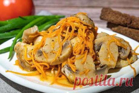 Корейский салат с шампиньонами и морковью