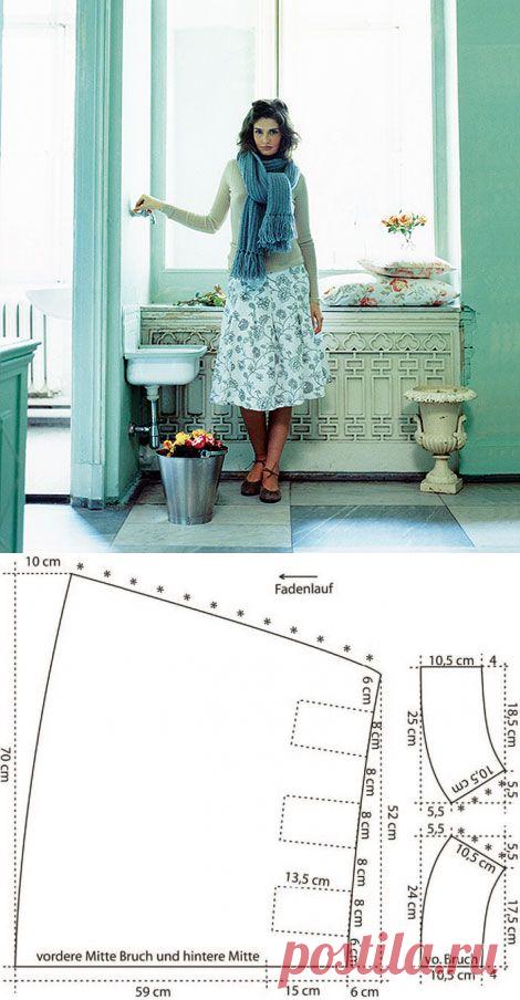 Цветочная юбка в складку.Выкройка.