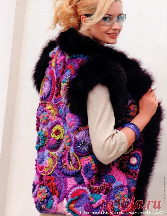 Жилет в технике "фриформ" - САМОБРАНОЧКА рукодельницам, мастерицам