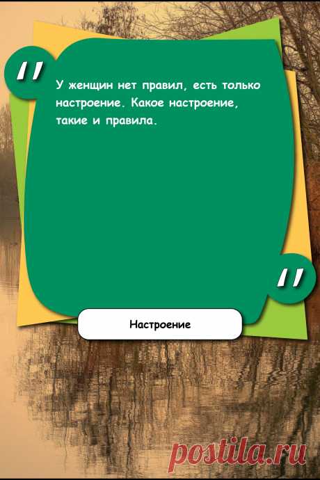Цитата про «Настроение» — У женщин нет правил, есть только настроение.…